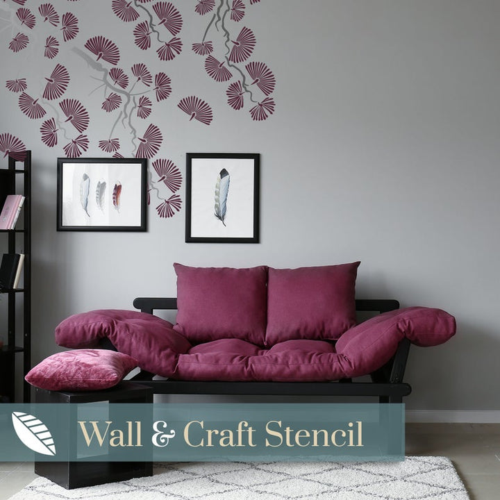 Pine Tree Oriental Wall Stencil