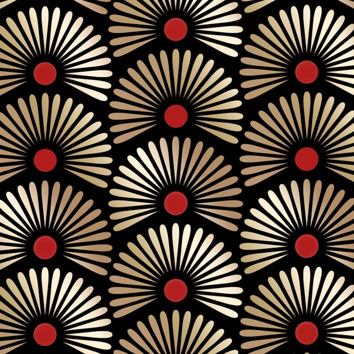Oriental fans art deco chinoiserie stencil