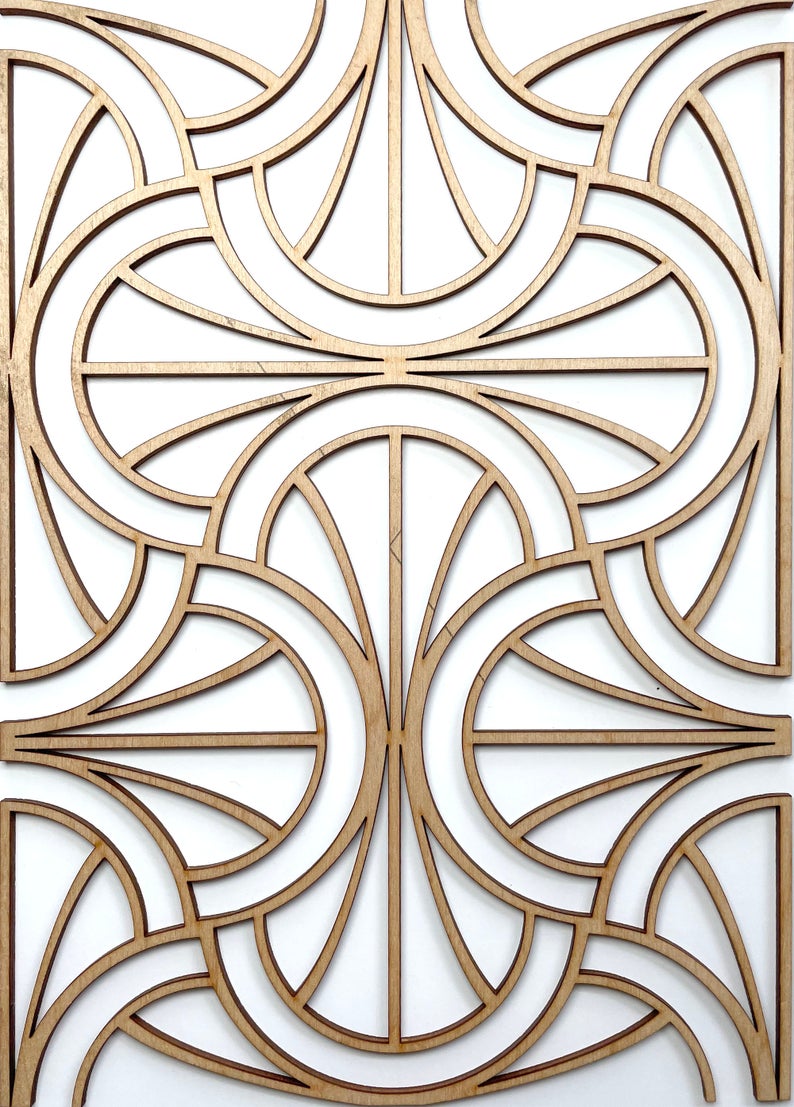 Art Deco wooden panel - adhesive lattice panel for furniture - stencill up.co.uk