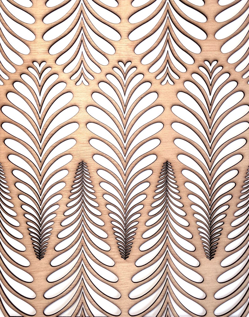 Art Deco leaf wooden panel - stencilup.co.uk