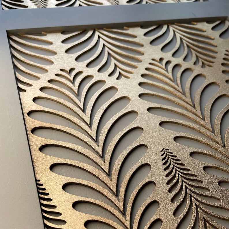 Art Deco leaf wooden panel - stencilup.co.uk