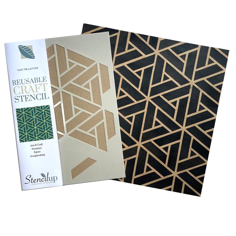 oriental triangle lattice craft stencil for painting furniture - stencilup.co.uk