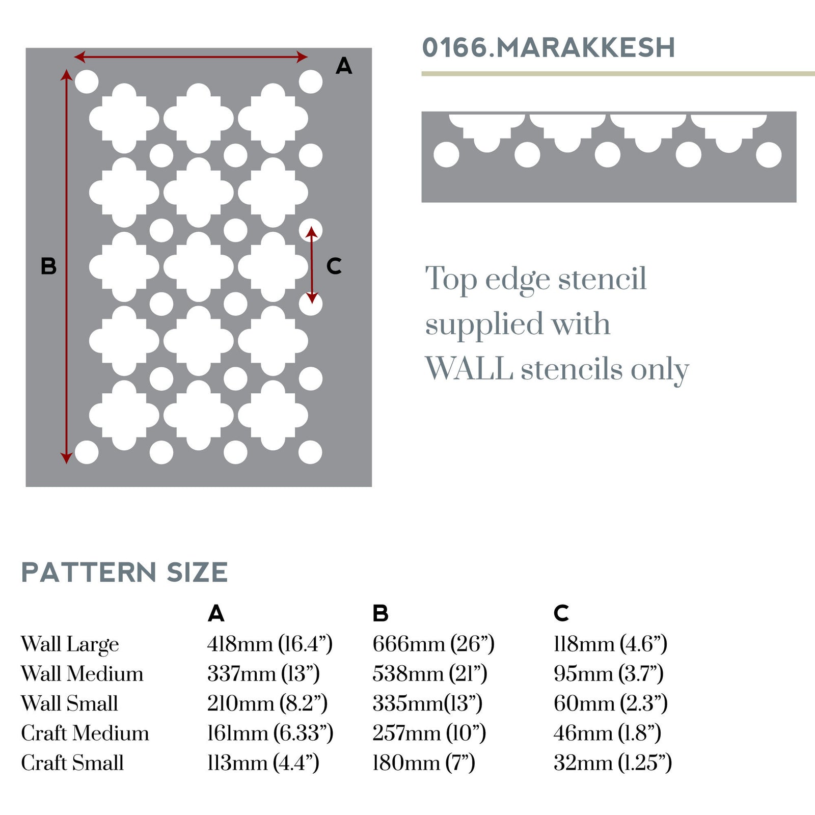 Marakkesh wall stencil sizes