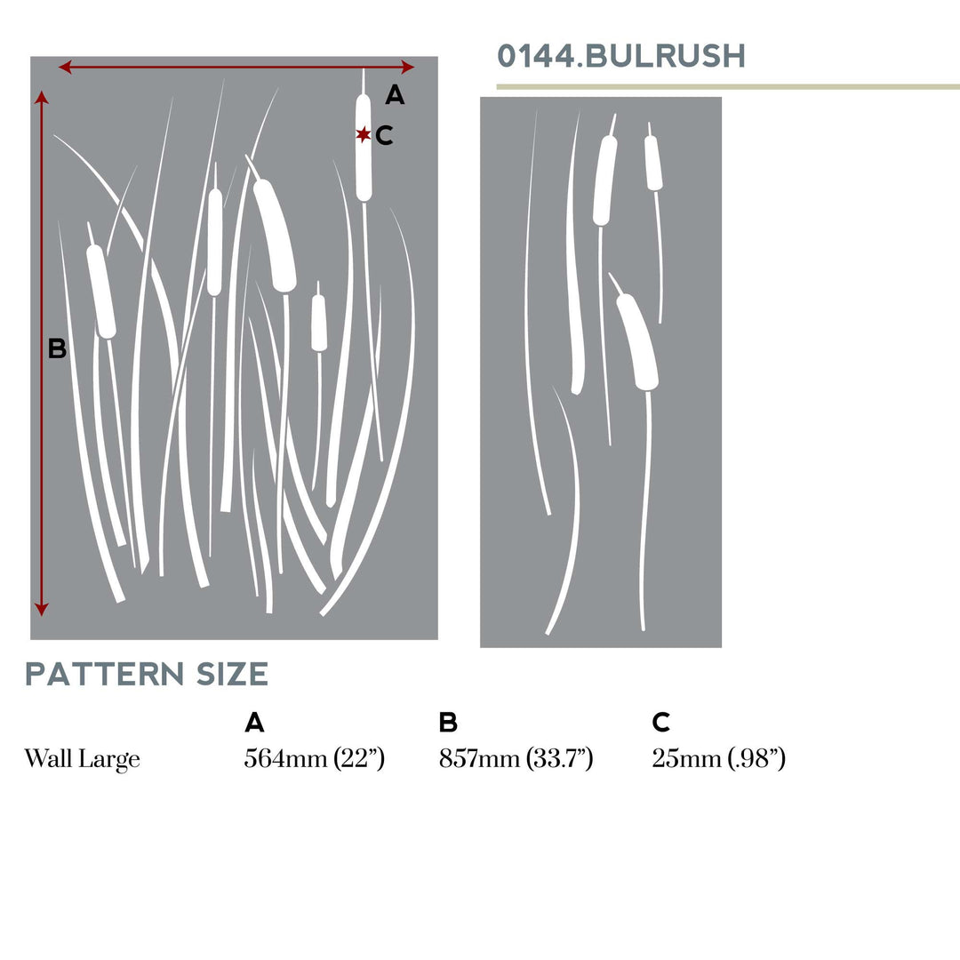 Bulrush Cattail Wall Stencil