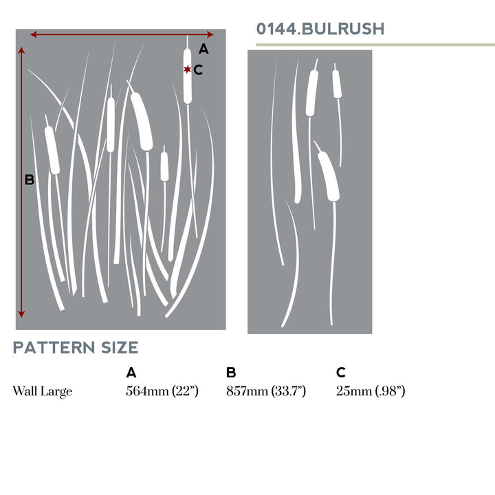 Bulrush Cattail Wall Stencil