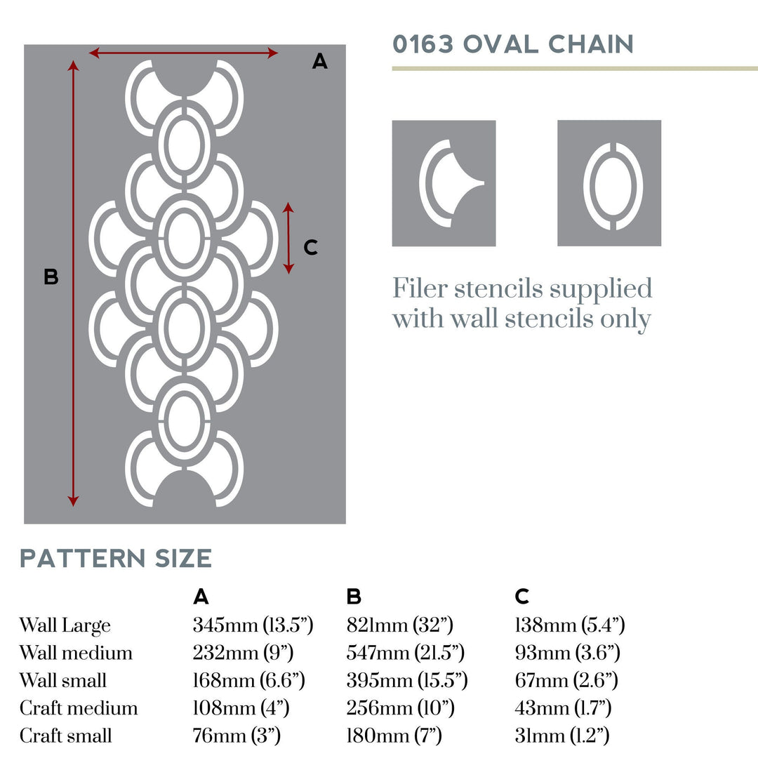 oval chain retro wall stencil