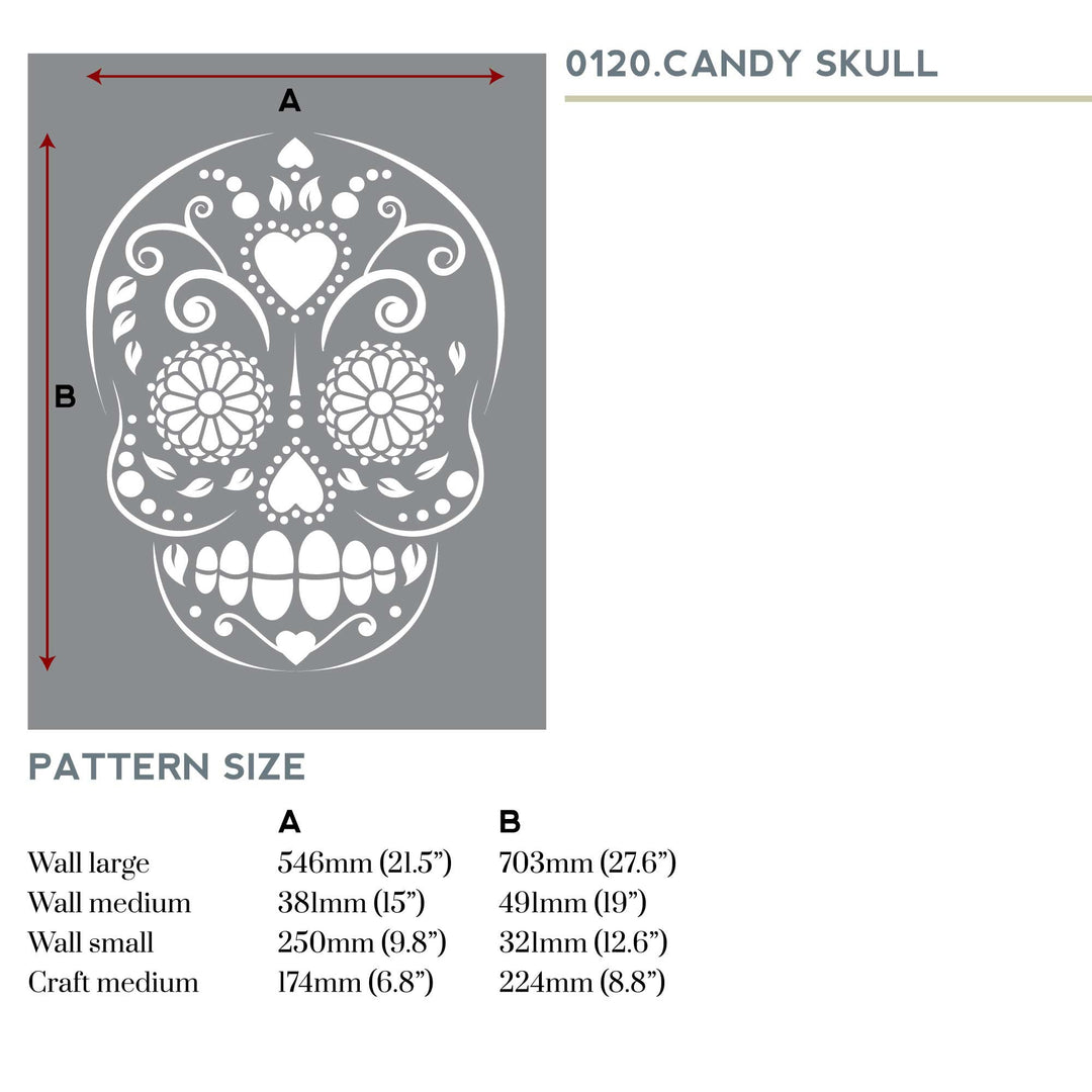 Candy Skull Motif Wall Stencil