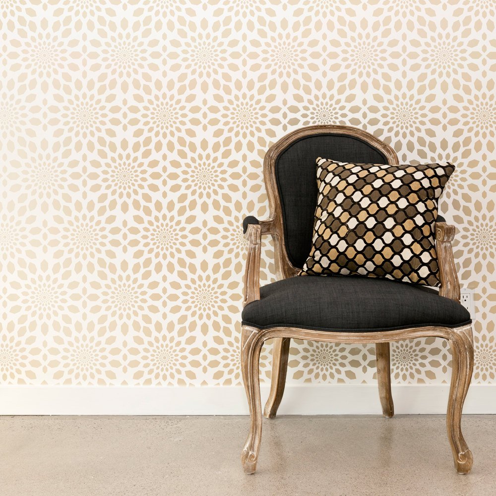 Arabesque wall stencil gold - stencilup.co.uk