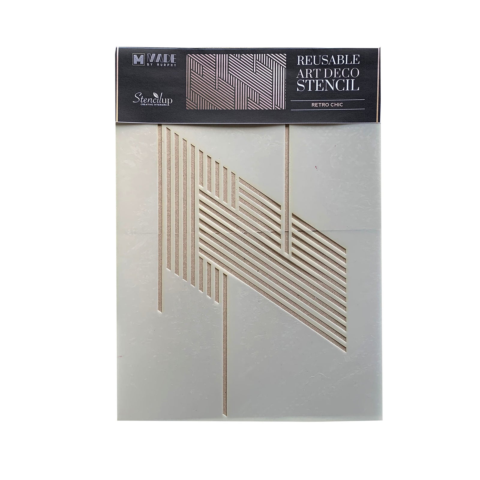 Retro geometric stencil for furniture - stencil.co.uk