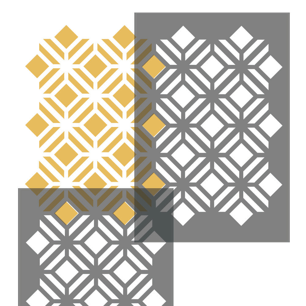TILTED SQUARE LATTICE Wall Stencil - Stencil Up